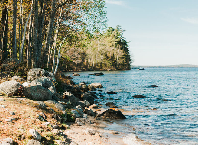 Lakefront photo for the Center for Sustainable Communities at Saint Joseph's College in Maine