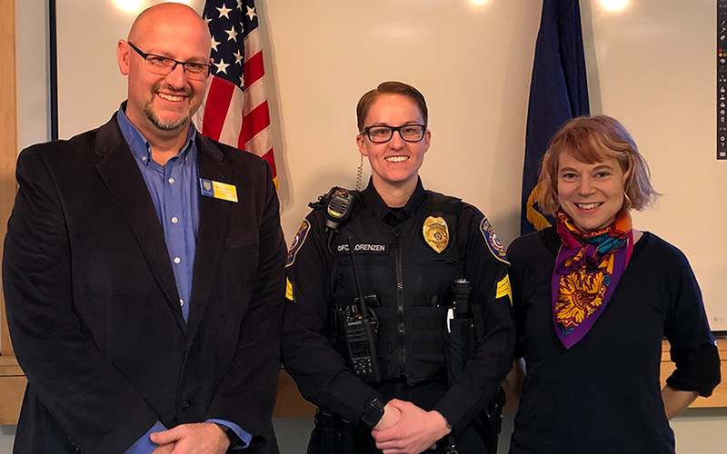 2014 Criminal justice major Jacqueline Lorenzen with Professors Dale Brooker and Katrina Hoop