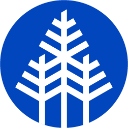 Tree logo in blue circle