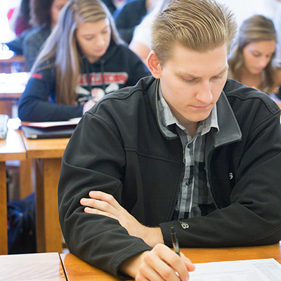 Students studying in the classroom