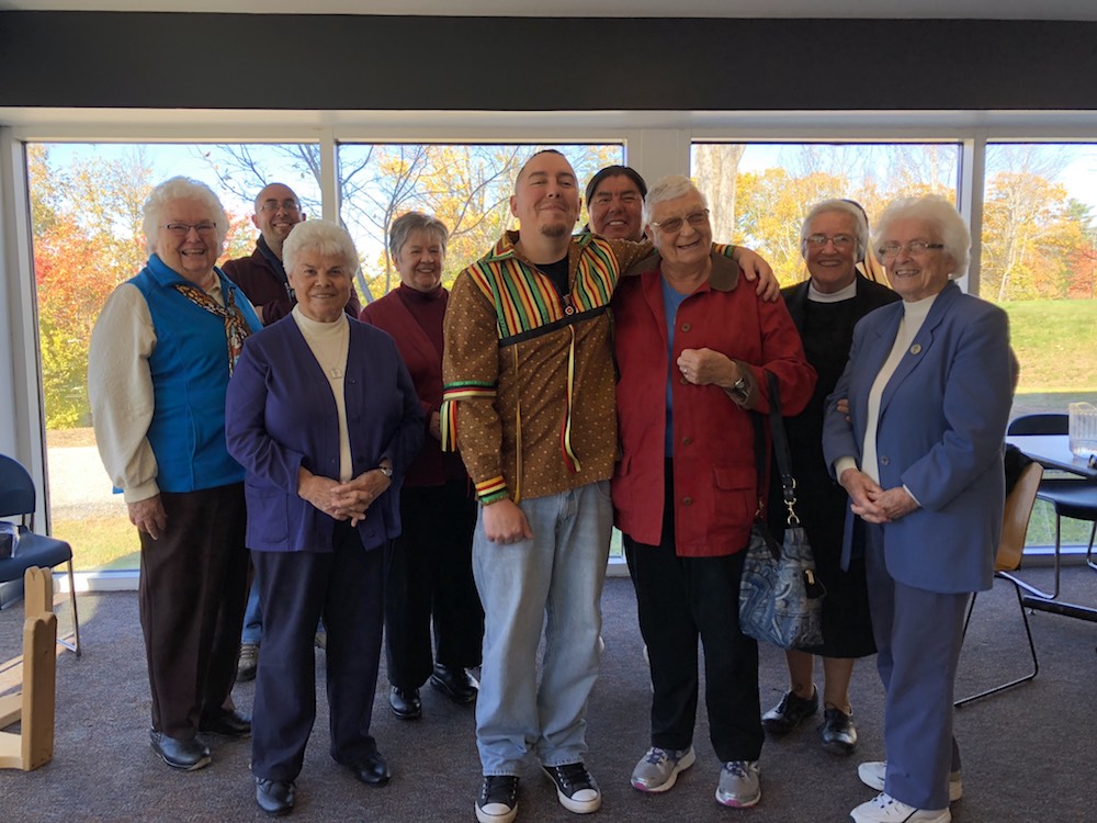 Wabanaki drummers enjoy reconnecting with Sisters of Mercy at Saint Joseph's College of Maine