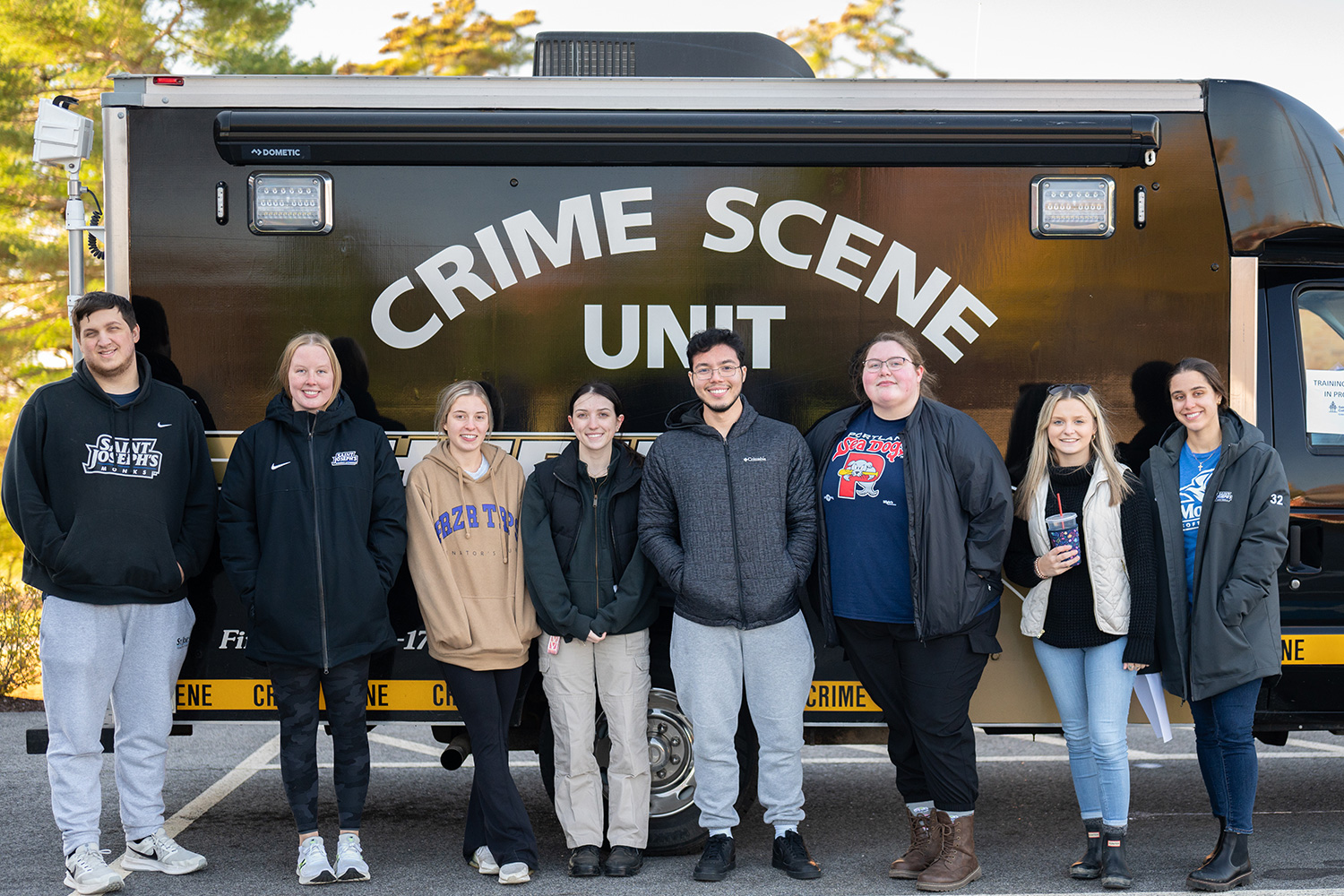 Group of Criminal Justice students from the crime scene mock investigation.