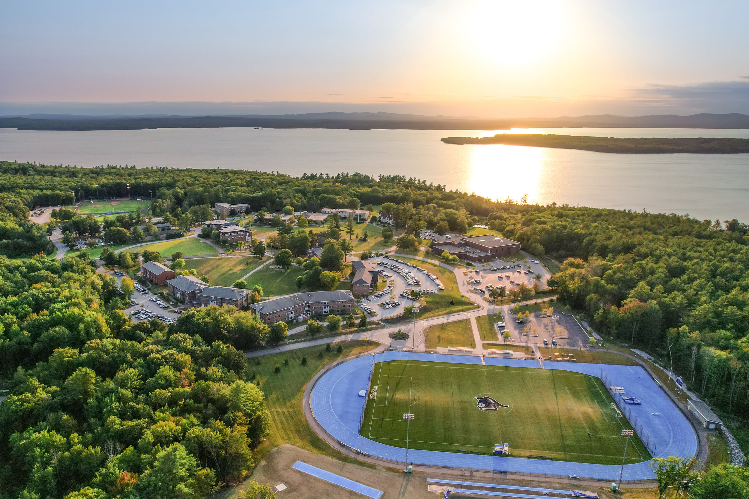 summer campus drone shot