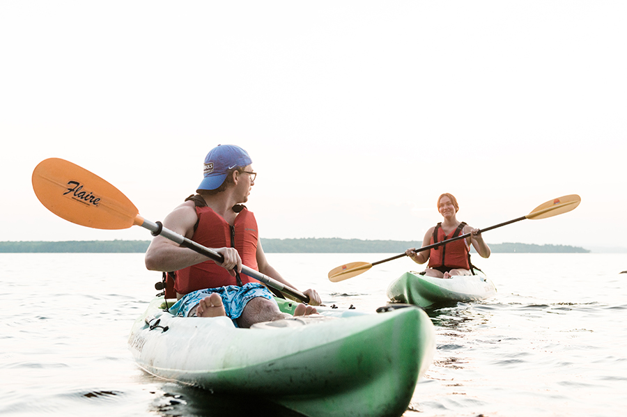 students kayaking