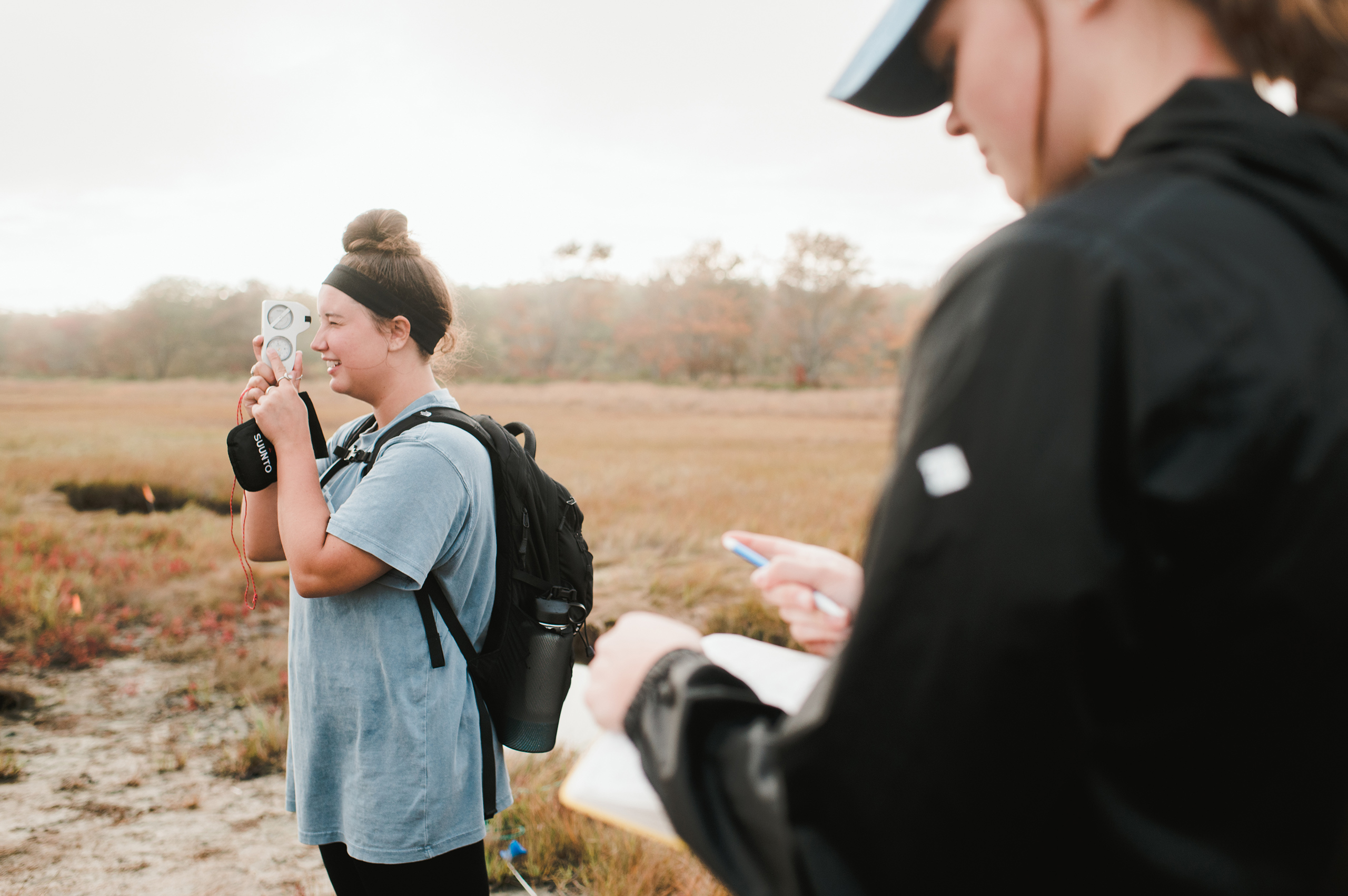 Students doing research in an estuary