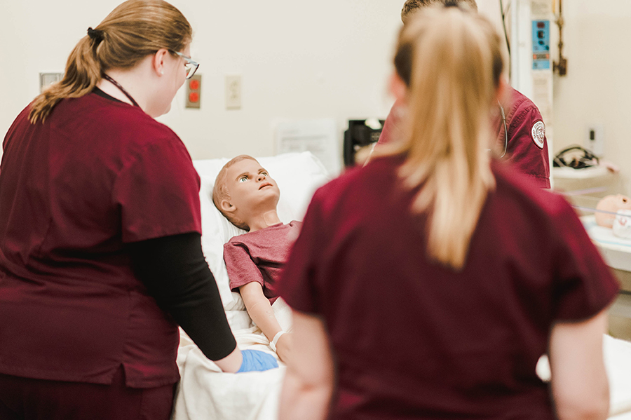 nursing students in SIM lab