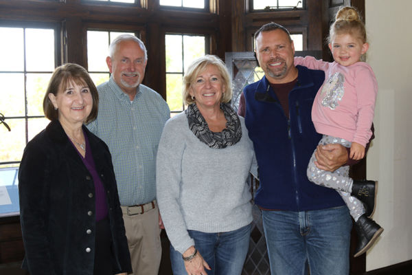 Liz Schran, Director of Corporate & Foundation Relations, President Jim Dlugos, Laurie Rairdon, Gary Rairdon, and Maya Rairdon