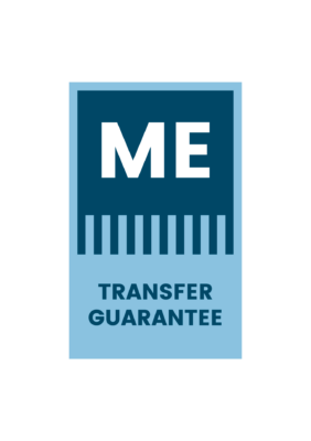 Transfer Students - Campus Program 1 A blue and navy graphic featuring the letters