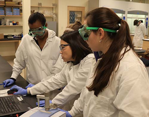 students in a science lab