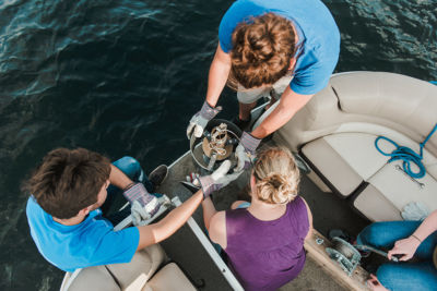 Science students perform research on Sebago Lake