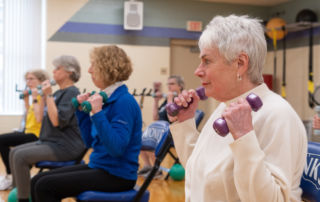 SilverSneakers participants exercise at Saint Joseph's College of Maine